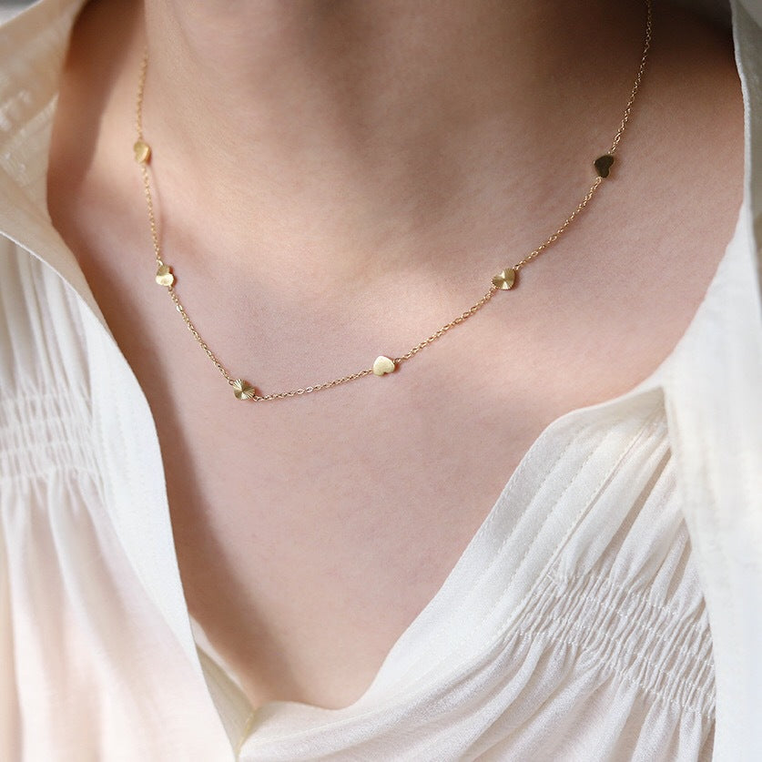 HEART BEADS GEOMETRIC NECKLACE | 18K VERGOLDET