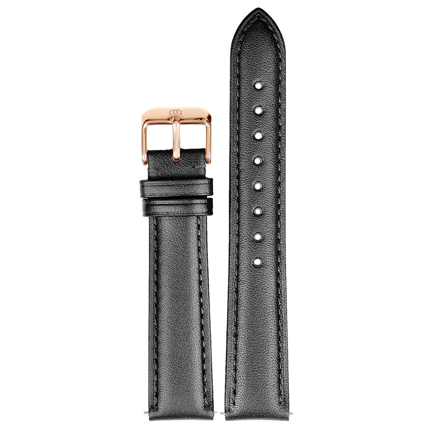 Genuine Leather Strap  | Black / Gold | REF: BLG18M