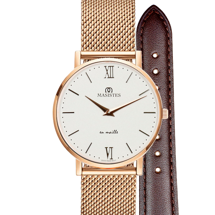 GIFT SET | Classic En-Maille / 36MM | INTERCHANGEABLE METAL AND LEATHER STRAPS 