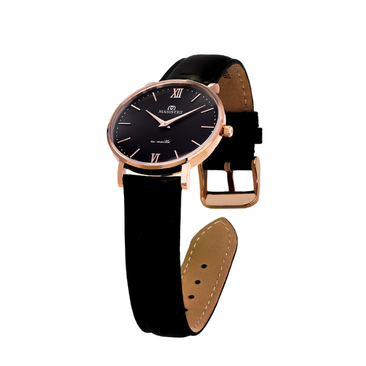 Classic En-Maille | ROSE GOLD / BLACK LEATHER / 36MM | Women's Watch